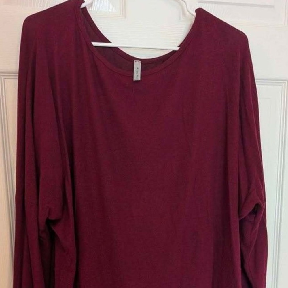Acting Pro Burgundy Red Women's Long Sleeve Top Size 3X Soft Polyester Blend